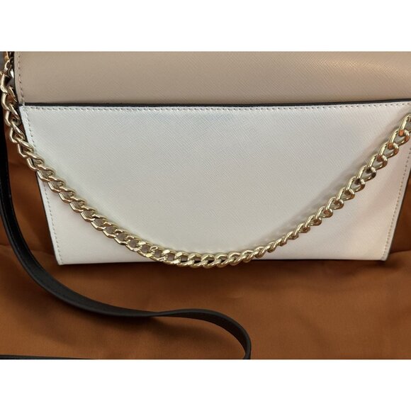 Kate Spade Carson Saffiano Leather Convertible Crossbody Warm Beige Black NWOT - Picture 9 of 16